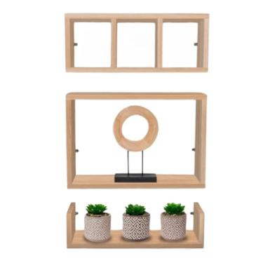 Imagem de OULIWS Prateleira de Nicho 3 Peças Cozinha Sala de Estar Quarto Banheiro Prateleira de Toalhas (Natural (MDF Cru))