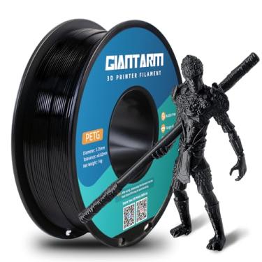 Imagem de GIANTARM Filamento de impressora 3D PETG preto melhorado 1 kg (2,2 lbs), precisão dimensional de 1,75 mm +/-0,03 mm, 330 m)/rolo, pacote a vácuo, adequado para a maioria das impressoras 3D FDM