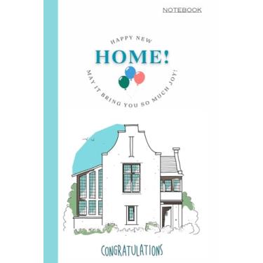 Imagem de House, Balloons Happy New Home Notebook! Card Alternative! For Family/Church Friends/Coworkers/Mother/Father/Sister/Brother. GiftBag/Basket/Box idea ... at Home/Office. Stationary Paper.