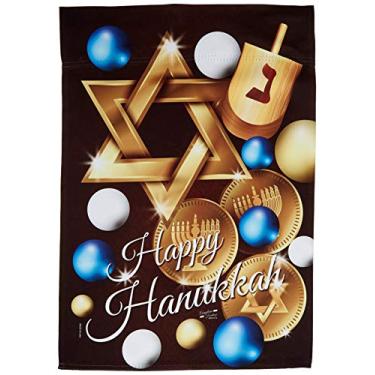 Imagem de Angeleno Heritage G135063 Bandeira de jardim decorativa Happy Hanukkah, 33 x 47 cm, multicolorido