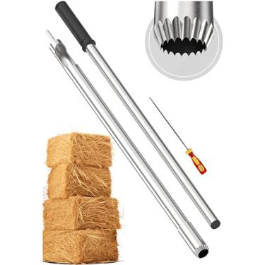 Imagem de SturdyShape Amostra de fardos de sonda de feno para broca de 68 cm com ponta serrilhada. Vem com cavilha e lixa de metal para afiação. Aço inoxidável resistente