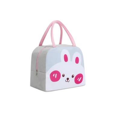 Imagem de Bolsa Térmica Lancheira Marmiteira Reutilizável Academia Trabalho Escola Passeio Fitness Portátil Masculina Feminina Infantil Com Alça E Ziper (COELHO CINZA CLARO)