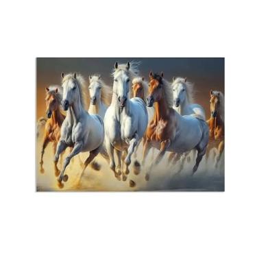 Imagem de MOBYAT Imagens de arte de parede de cavalos grandes em tela de animais pinturas de cavalos pôsteres obras de arte de cavalos sala de estar decoração de escritório em casa 70 x 50 cm (28 x 20 pol) sem