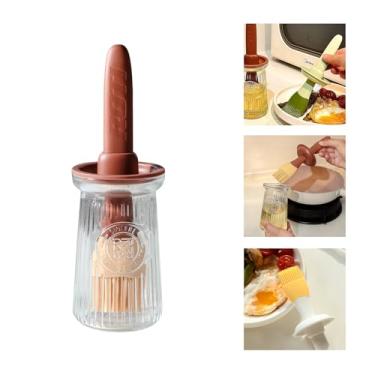 Imagem de Uteynee Dispensador de óleo com escova – Dispensador de azeite de oliva de vidro para cozinha, frasco dispensador de óleo 3 em 1 com escova de silicone para cozinhar molho de vinagre, churrasco e