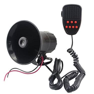 Imagem de Gampro Car Siren Speaker, 12v 50w 7 tons som eletrônico carro sirene veículo buzina com microfone pa alto-falante sistema amplificador som de emergênc