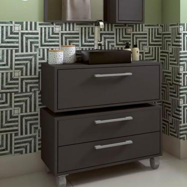 Imagem de Conjunto de Gabinete de Banheiro Suspenso com Gabinete de Chão Alice 1 pt 2 gv Grafite