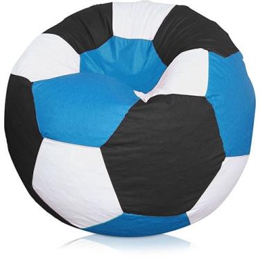Imagem de Puff Bola Super em Courino - Azul - Branco e Preto - Phoenix Puff