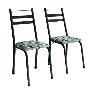 Imagem de Conjunto Com 2 Cadeiras Tubular Itália Preto Craquelado/Folha Artefamol