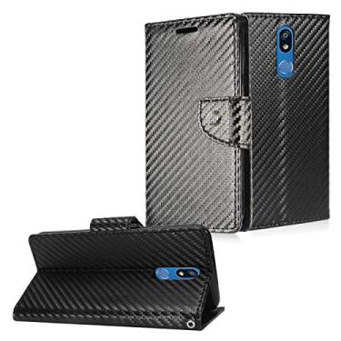 Imagem de Z-GEN - Compatível com LG K40, Harmony 3, Xpression Plus 2 (2019) LM-X420, LG Solo LTE L423DL - Capa de telefone carteira flip PU - CT5 Carbonfiberblack