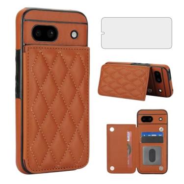 Imagem de Asuwish Capa de telefone para Google Pixel 8A capa carteira com protetor de tela de vidro temperado e suporte de cartão de crédito RFID de couro com compartimento para suporte, acessórios robustos