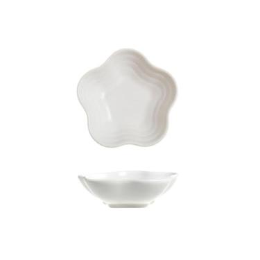 Imagem de Prato de sabor doméstico de cerâmica esmaltada, prato de molho de lanche personalizado - prato de flores de 9 cm - branco