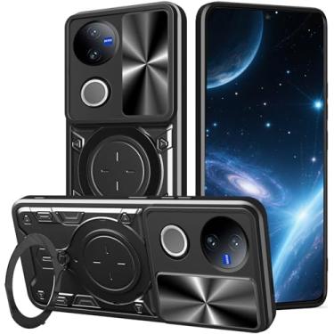 Imagem de Ysnzaq Capa Armor para Vivo V50, capa protetora à prova de choque de grau militar com suporte para vivo V50 CQ preta