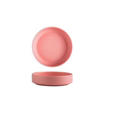 Imagem de Prato de cerâmica para salada criativa, prato de sobremesa de frutas caseiras - rosa semibrilhante 15 cm