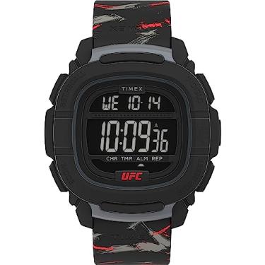 Imagem de Timex Relógio masculino UFC Shockxl de 47 mm - pulseira preta com mostrador digital e caixa preta, Preto
