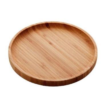 Imagem de 2 Bandejas de Bambu Redonda Petisqueira Servir Decorar - Lyor