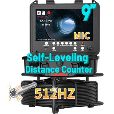 Imagem de Anysun Câmera de esgoto autonivelante com sonda de 512hz e contador de distância, câmera de tubo de drenagem de 50 metros com monitor IPS 1080P de 22 polegadas e cartão DVR de 32 GB, à prova d'água