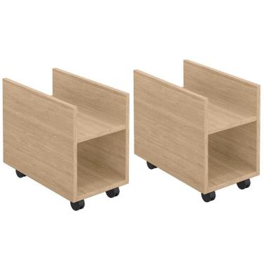 Imagem de Kit 02 Suportes Para Cpu E Nobreak Com Rodízios Guide L03 Amadeirado