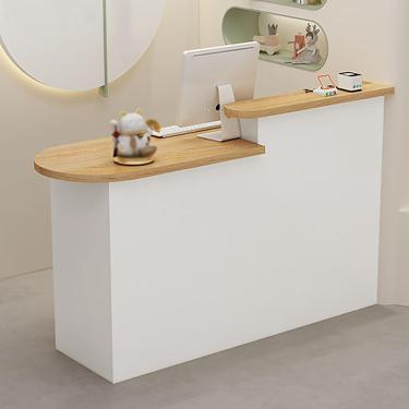 Imagem de Modern Reception Desk Counter Table, Tabela de recepção de balcão de checkout com gavetas trancáveis, balcão de varejo com gabinete de armazenamento, para lobby salão de beleza Office, C-1.9