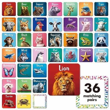 Imagem de 72 PCS Memory Matching Game, Real Animal Matching Cards for Toddlers 36 Pairs Memory Cards for Preschool 4 5 6 Years Old