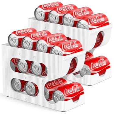 Imagem de Organizador de latas de refrigerante para despensa/geladeira, dispensador automático de latas/armazenamento/suporte/recipiente para geladeira, organizador de bebidas para geladeira, pacote com 2