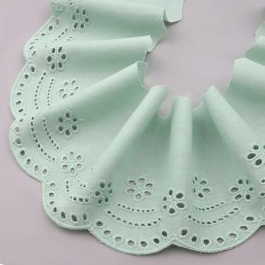 Imagem de ZNZAKKA Guarnição de renda com ilhós, acabamento em renda de algodão bordado verde para roupas, acessórios, artesanato, decoração de casa