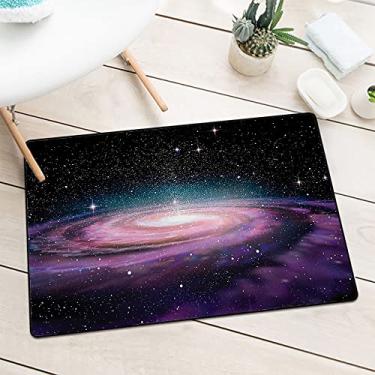 Imagem de Tapete de porta galáxia, galáxia espiral no espaço sideral, nebulosa de andrómeda, poeira e universo, estampa astronômica, macio, resistente a poeira e manchas, tapete de entrada de absorção rápida,