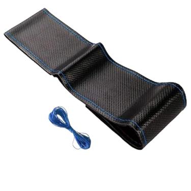 Imagem de Capa para volante de carro, costura DIY com agulha e linha, universal 17.7IN,capas de couro de microfibra respirável e antiderrapante, acessórios para volante de carro para homens e mulheresin