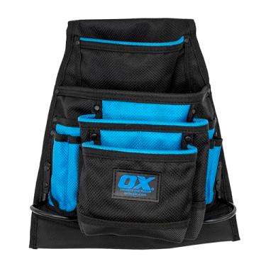 Imagem de OX Ferramentas OX-P266210 Pro Dynamic Nylon Bolsa de 10 bolsos com suporte duplo de martelo, resistente a UV e água, ganchos e rebites de ferro revestidos eletroforéticos, vários bolsos