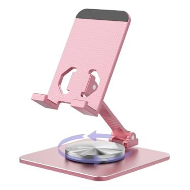 Imagem de SOJUNER Suporte de celular giratório de alumínio para mesa, suporte de tablet compatível com telefones de 4 a 9,7 polegadas e iPad, rosa