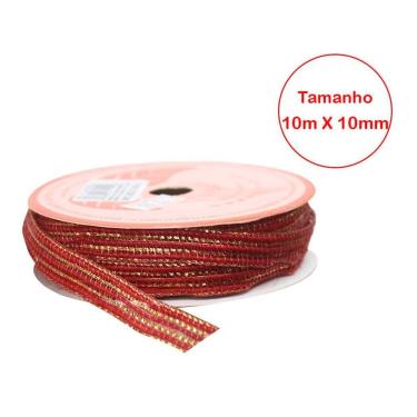 Imagem de Rolo Fita De Juta Vermelho Natal Decoração Natalina 10mm x 10m