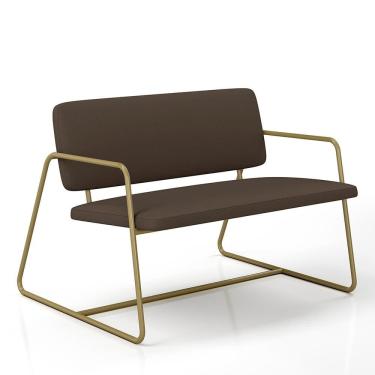 Imagem de Namoradeira Estofada Sintra Industrial Dourado/suede Marrom - M.a