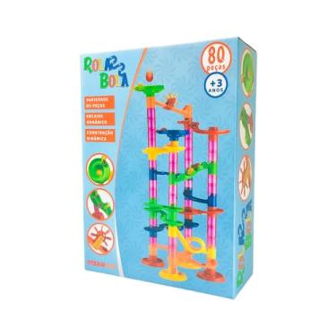 Imagem de Brinquedo Educativo Pista de Montar Rola Bola Marble Run 80 Peças Para Construir Pista de Corrida de Bolinhas Race Set
