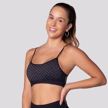 Imagem de Top Selene Quadriculado Feminino, Preto, G
