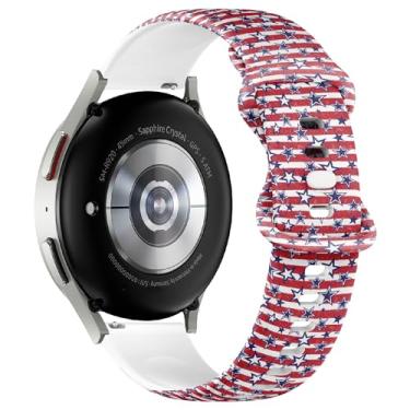Imagem de Pulseira de silicone macia compatível com Samsung Galaxy Watch 6/Classic, Galaxy Watch 5/PRO, Galaxy Watch 4 Classic Sports (4 de julho Dia da Independência dos EUA)