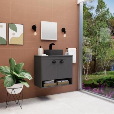 Imagem de Gabinete Banheiro Em Mdf Com Pia Cuba - Latina Preto - Riverzza