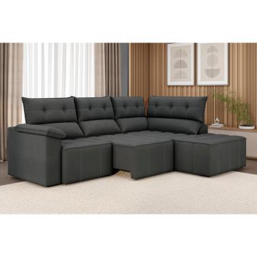 Imagem de Sofá de Canto 5 Lugares Luizzi Santorini 230cm Retrátil Chaise Veludo