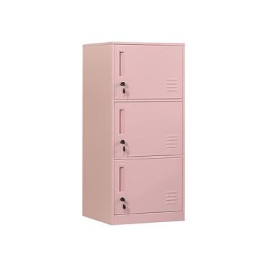 Imagem de DAYTOYS Armário de armazenamento vertical de metal de 3 portas para quarto de crianças, sala de crianças, escola, escritório, casa, armário de armazenamento de aço empilhável para brinquedos, roupas e