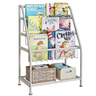 Imagem de aboxoo Estante infantil independente para quarto de crianças, 45,7 cm, pequena estante organizadora de brinquedo, branca, estável, estante, livraria, biblioteca, armazenamento para pequenos lugares