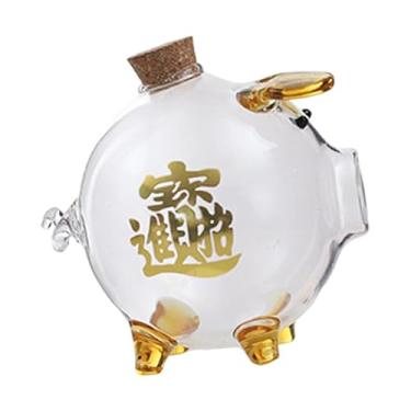 Imagem de Generic Cofrinho de vidro para mesa, chá de bebê, natal, casa, meninos, meninas, berçário, sala de estar, recipiente, caixa, enfeite, Ouro