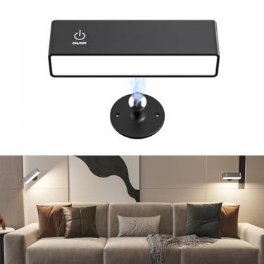 Imagem de Honalia Luzes de parede adesivas para quarto 1 pacote, luzes de parede recarregáveis com magnético e regulável, arandela de parede sem fio de rotação 360, luzes de destacar e colar para parede