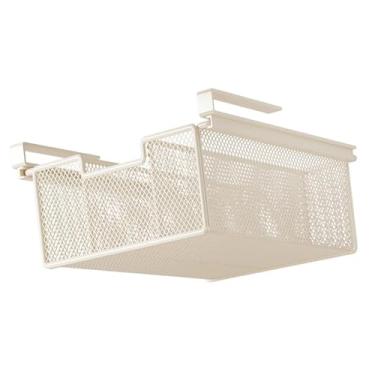 Imagem de Baoblaze Organizador de roupas íntimas e meias embaixo da mesa, gaveta extraível, cesta embaixo da prateleira para guarda-roupas, calculadoras, cozinha, Branco