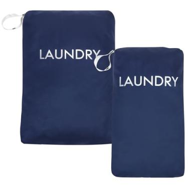 Imagem de KTZCTPCA 2 peças de bolsa de lavanderia portátil, bolsa organizadora de lavanderia suja, bolsa de roupa seca e úmida, bolsa de pano Oxford com zíper e alça de transporte para natação, ioga, treino