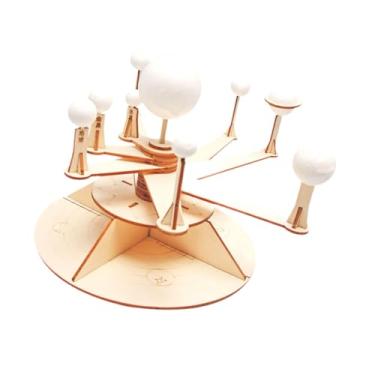 Imagem de simhoa Kit de blocos de construção de madeira, haste de, ferramenta de aprendizagem de física inacabada, kit de modelo do solar, brinquedos