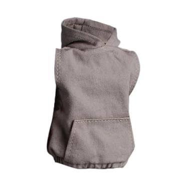 Imagem de simhoa Modelo de moletom com capuz em escala 1/12, roupas de boneca, decoração de boneca, miniatura, modelo de brinquedo faça você mesmo para bonecos de ação, Cinza