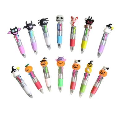 Imagem de YIHUANYIFA 10 mini canetas esferográficas multicoloridas de Halloween, 10 cm, 4 em 1, multicoloridas, aleatórias, retráteis, kawaii, para presentes, escola, escritório, material doméstico (Dia das
