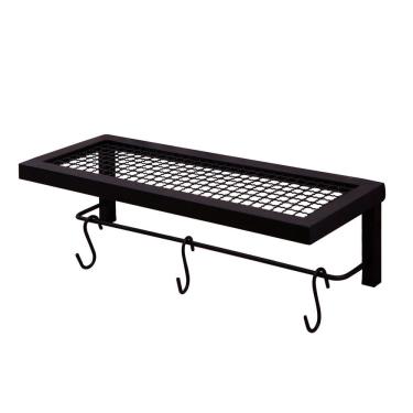 Imagem de Prateleira Industrial Preta 40Cm Com 3 Ganchos - Lyra