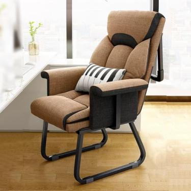 Imagem de Cadeira De Computador,cadeira De Sofá Com Encosto Ajustável,cadeira De Dormir Plana Cadeiras Ocasionais,cadeiras De Mesa Para Cadeira De Leitura De Quarto, Para Sala De, Brown, With Footstool