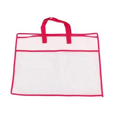 Imagem de IEUDNS Saco de armazenamento de travesseiros, recipiente de armazenamento, janela transparente, organizador de armário leve, bolsa de cobertor para edredom, Rosa Vermelha