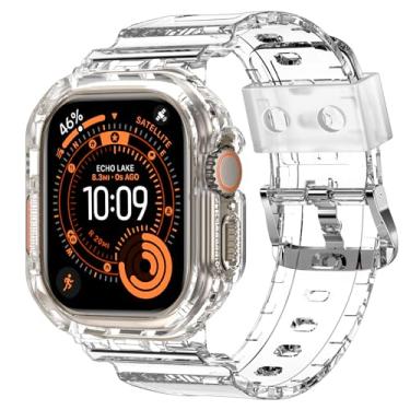 Imagem de XYF Pulseira transparente para Apple Watch 49 mm, 46 mm, 45 mm, 44 mm, 42 mm, 41 mm, 40 mm, 38 mm, para Apple Watch Ultra 3 2 séries 11 10 9 8 7 SE 6 5 4 3, 42/44/45mm, TPU, Sem Pedra Preciosa
