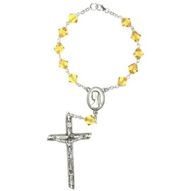 Imagem de Rosário automático de uma década feito com cristais/vidro Swarovski - comunhão, confirmação, Natal e mais Marrom